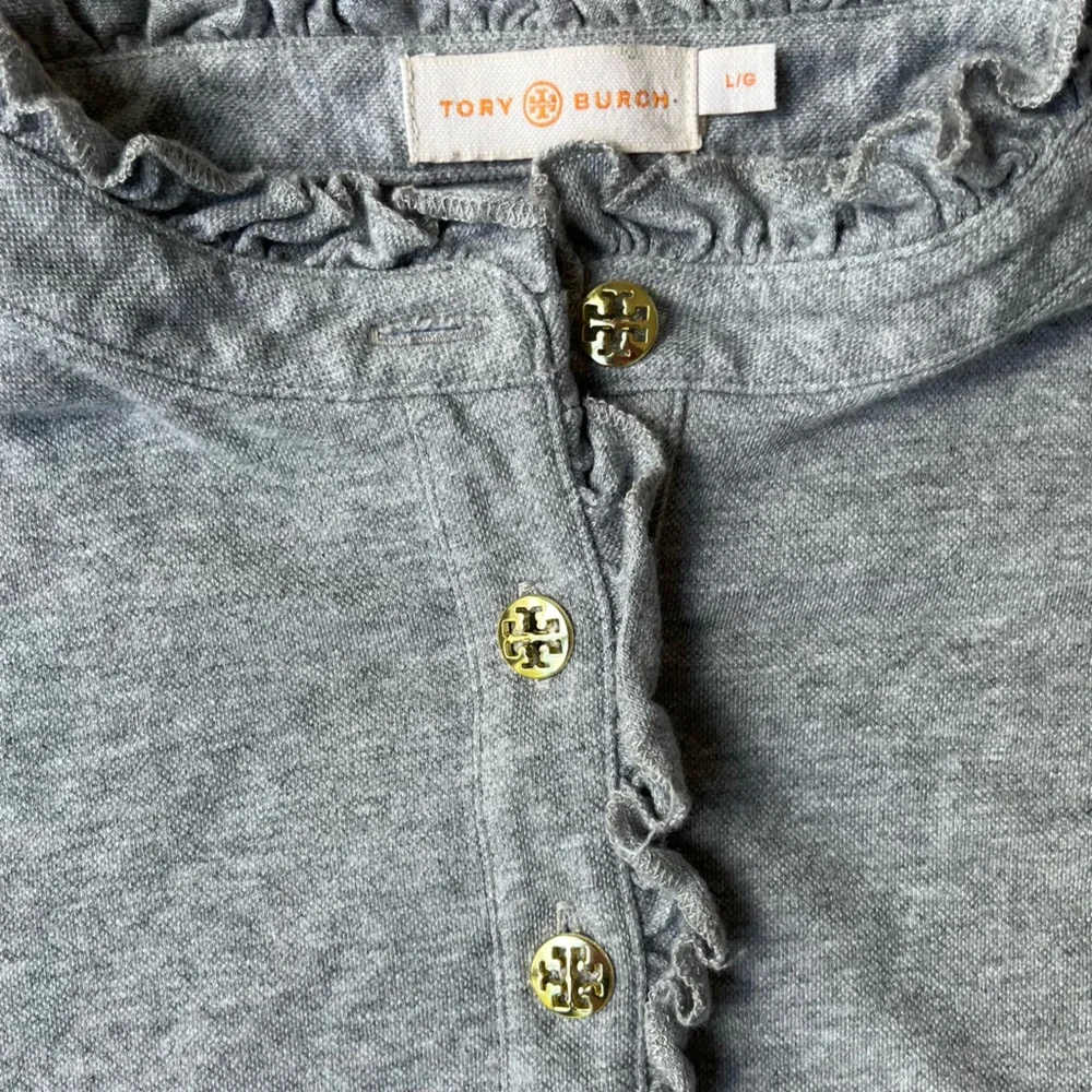 Tory Burch Lidia Grey Sleeveless Ruffle Top - Picture 3 of 3